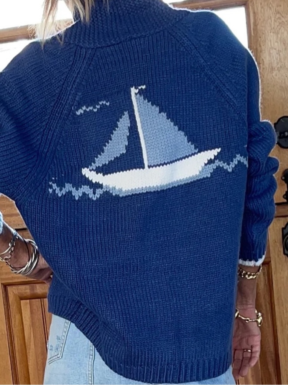 Pink pineapple sailboat varsity sweater XS/S
